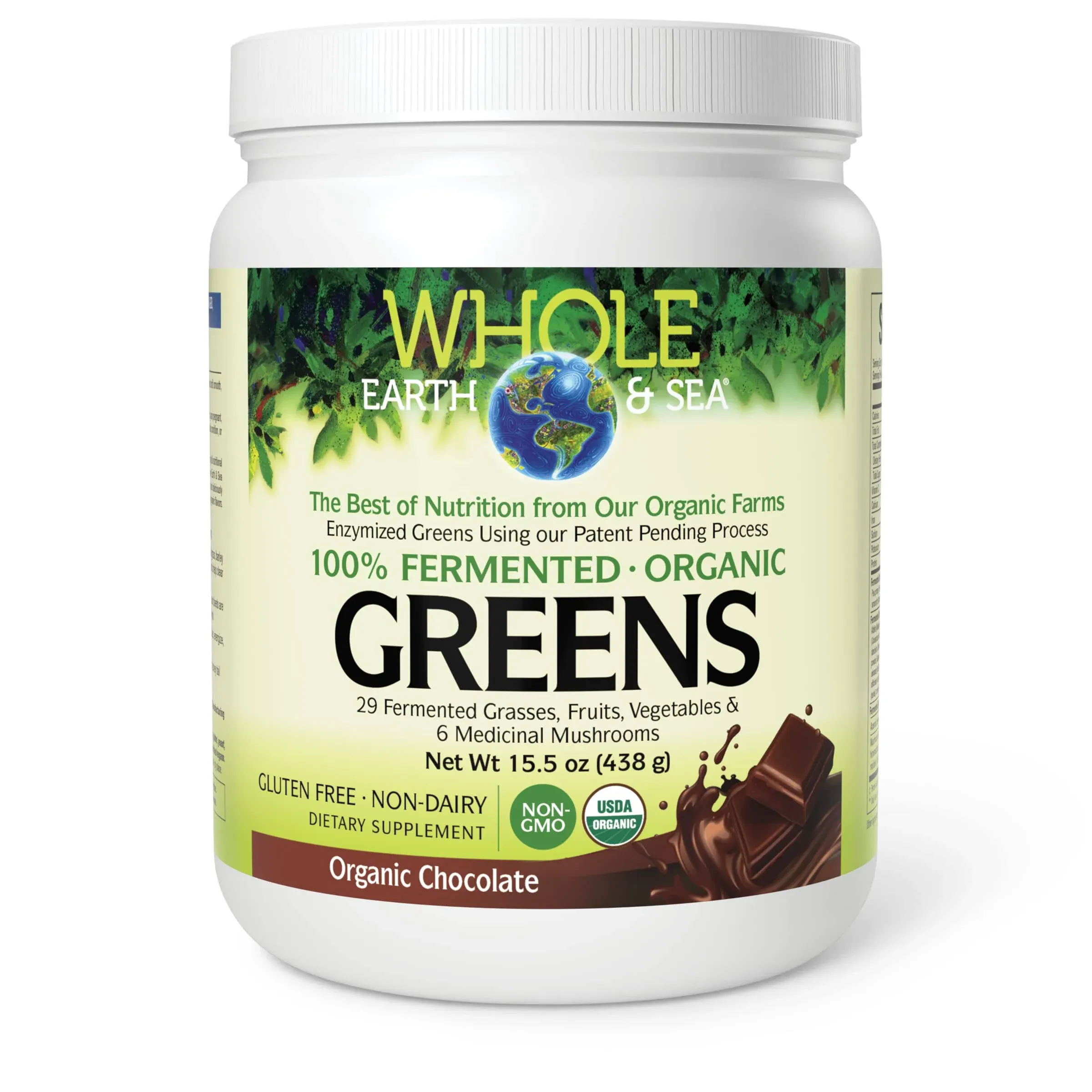 Natural Factors Whole Earth &amp; Sea Fermented Organic Greens 13.8Oz EXP 07/2026