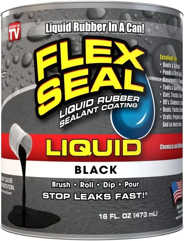 Flex Seal Sealant Coating, Black, Liquid Rubber - 16 fl oz