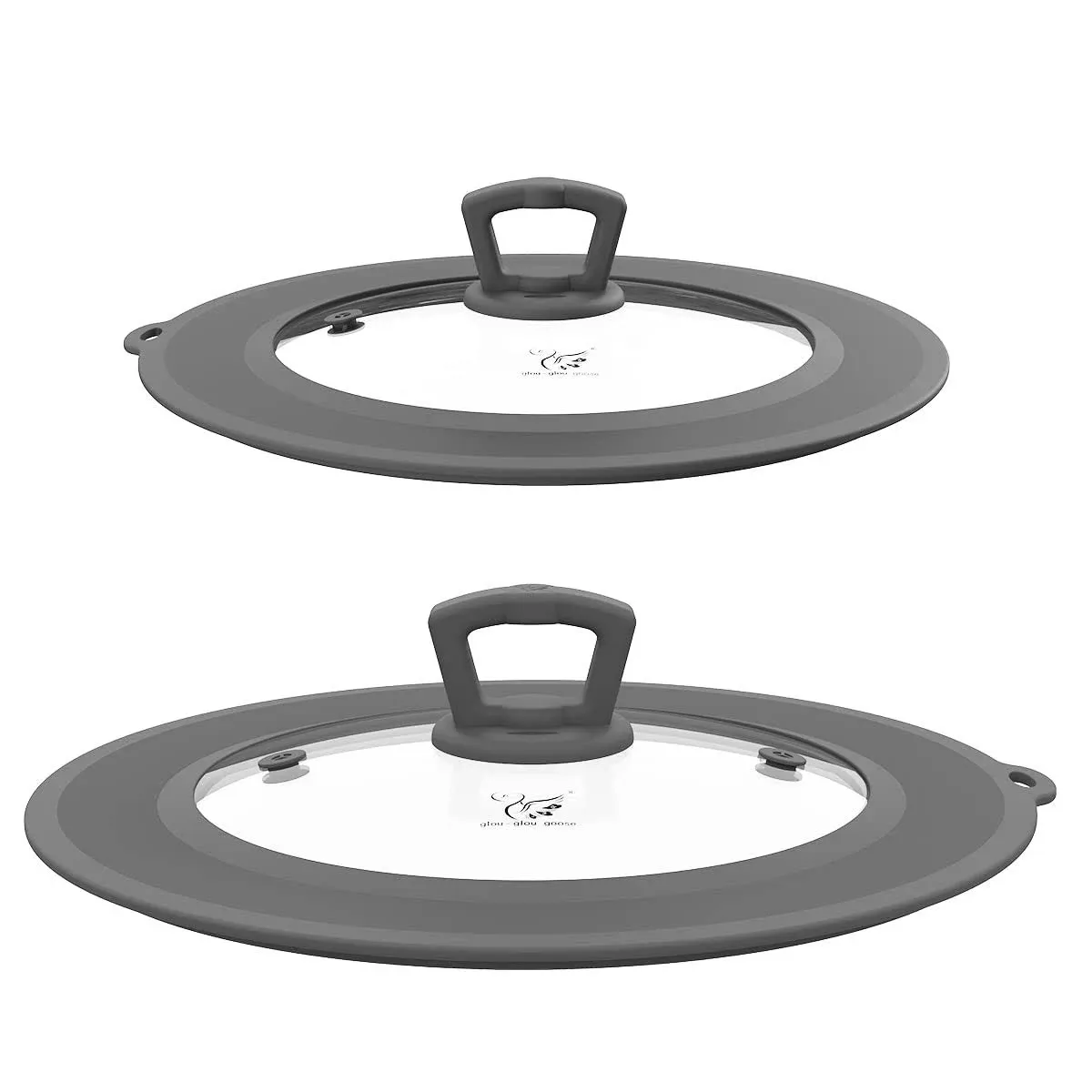 Set of 2 Vented Tempered Glass Universal Lid for Pot Pan Skillet with Heat Re...