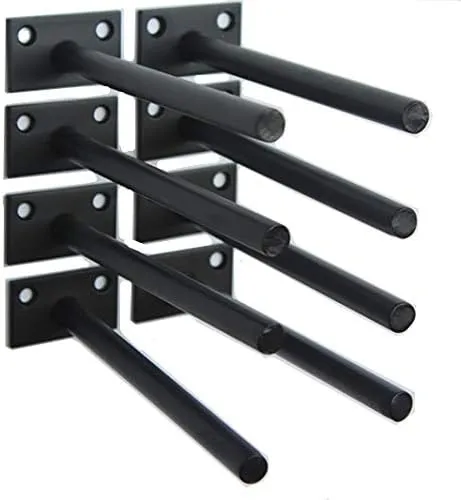 MHMYDZ 8 Pcs Black Solid Steel Floating Shelf Bracket Blind Shelf Supports