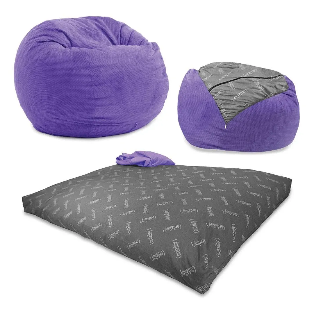 CordaRoy's Chenille Convertible Bean Bag Chair CordaRoy's Size: Small (Full) Fabric: Very Peri Purple Chenille