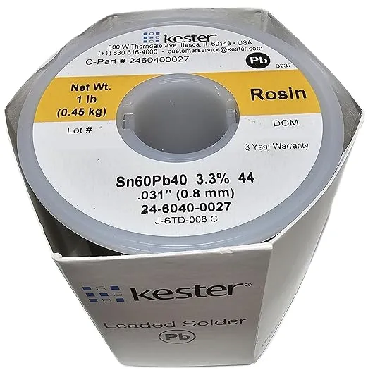 KESTER SOLDER 24-6040-0027 Fil à souder, 0,08 cm de diamètre, lot de (1), 32117