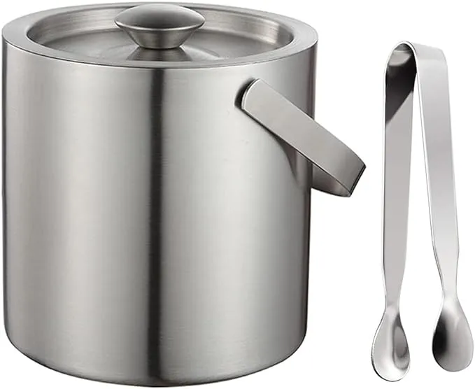 Hovico 3L Double Wall Stainless Steel Ice Bucket with Lid and Tongs - Perfect for Parties and Picnics