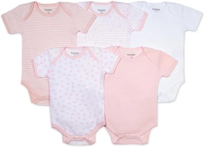 Burt's Bees Organic Short Sleeve Bodysuits 5 Pack Blueberry / 3-6 Months