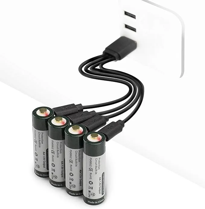 KeepPower USB Rechargeable Li-Ion AA Batteries 3390mWh Double A Protected Lithium ...