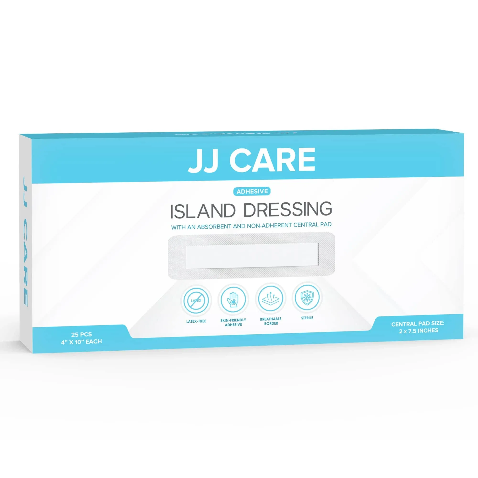  Adhesive Island Dressing Pack of 50, 6x6 Sterile Bordered Gauze Dressing, 