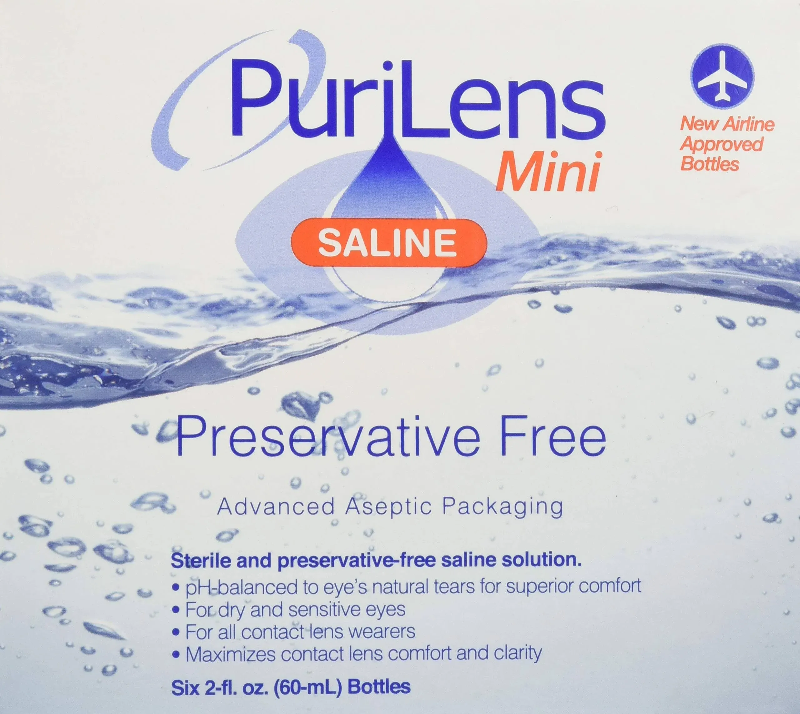 Purilens Plus Preservative Free Contact Lens Saline. 4 oz. (12 Pack)