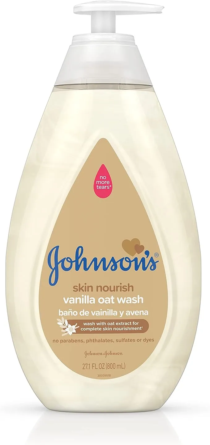 Johnson's Skin Nourishing Baby Wash with Vanilla & Oat Extract, Hypoallergenic & Tear Free Baby Wash, 27.1 fl. oz