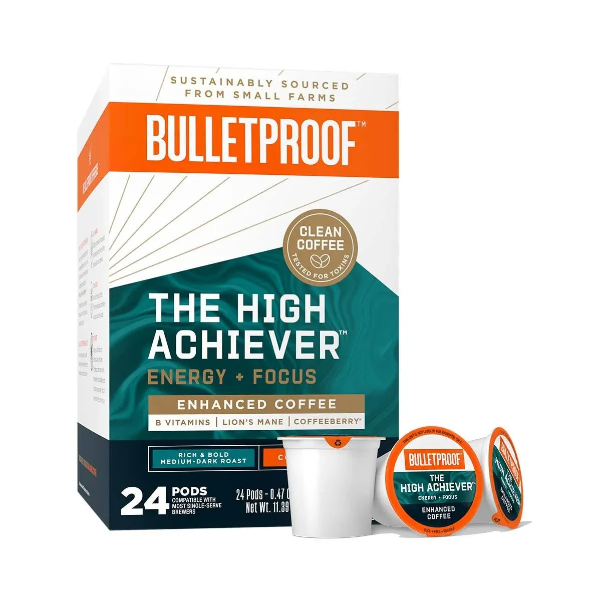 Bulletproof The High Achiever Ground Coffee, 10 Ounces, Medium-Dark Roast Enhanced Coffee