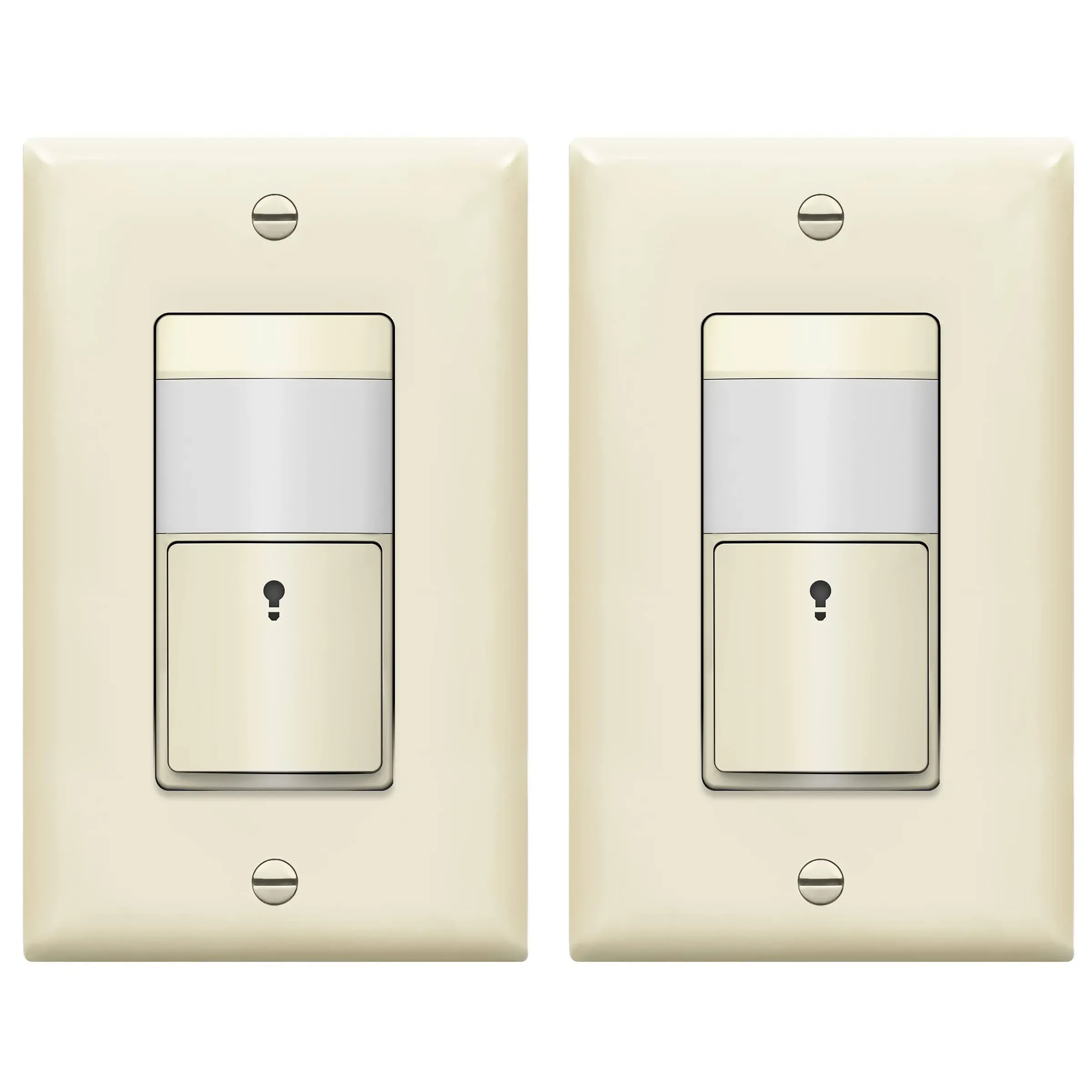 TOPGREENER Motion Sensor PIR Light Switch, Occupancy & Vacancy Modes, No Neutral Required, Operable Without Ground Wire, 1.25A, 150W Dimmable LED, Single Pole, TDOS5-KM-LA, Light Almond 2-Pack