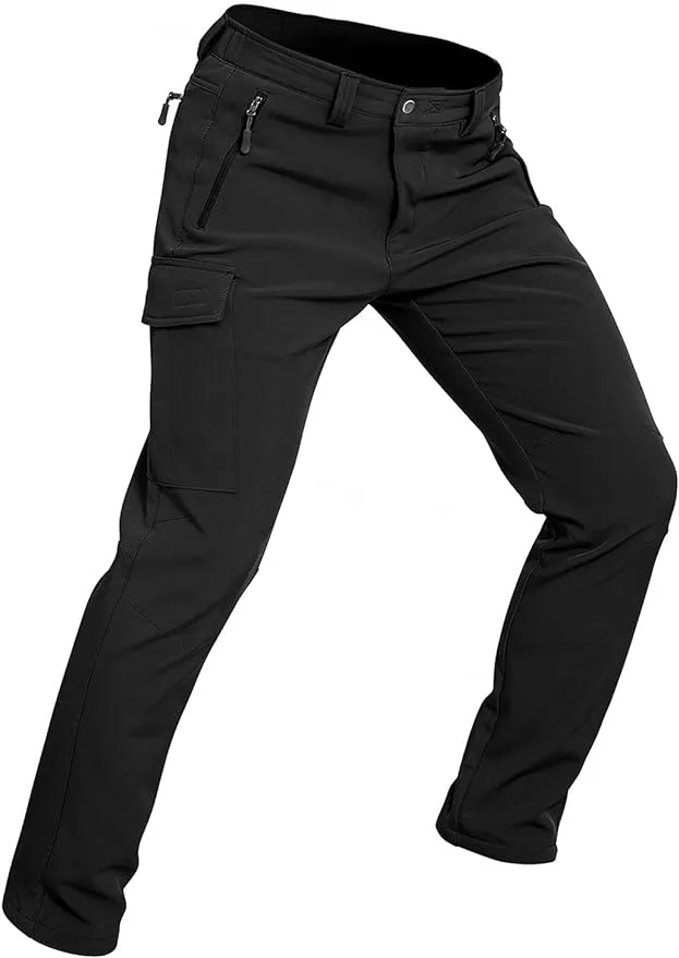 Wespornow Men's-Fleece-Lined-Hiking-Pants Water-Resistance-Snow-Ski-Pants ...