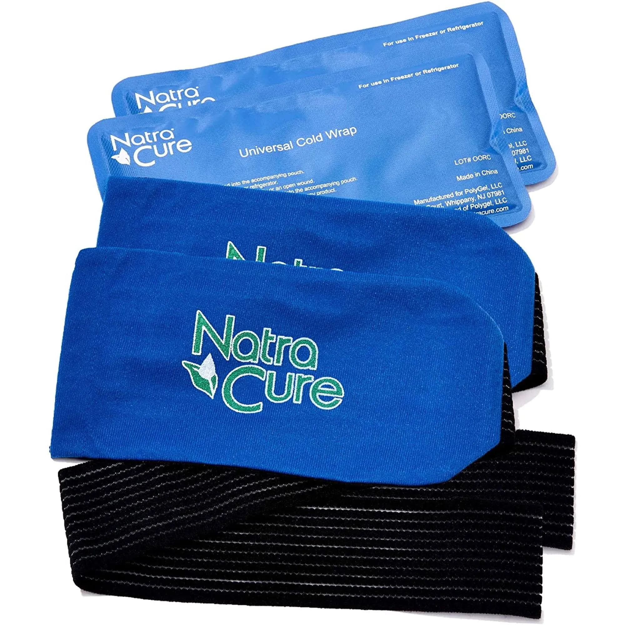 NatraCure Universal Cold Pack Ice Wrap - Cold Ice Pack w/Strap for Injuries - Reusable Cold Ice Pack for Shoulder, Neck, Head, Ankle, Leg, Foot, Hand, Wrist, Arm, Elbows & Ice Wrap for Knees - 2 PK