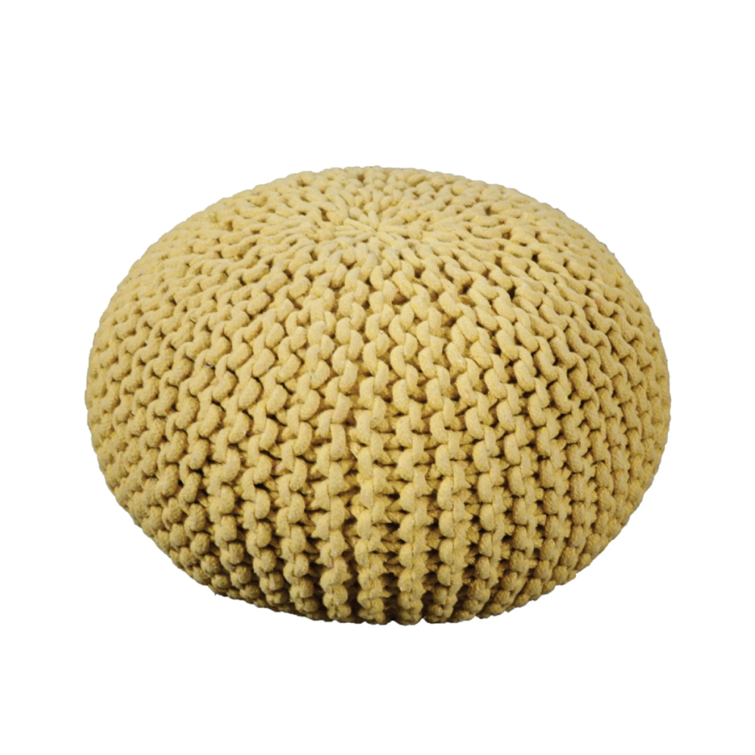 Poona Hand Knitted Artisan Pouf - Yellow