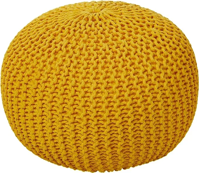 Poona Hand Knitted Artisan Pouf - Gray