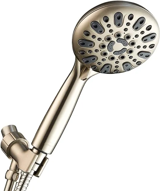 Couradric Handheld Shower Head, 6 Spray Setting High Pressure Shower Head with Brass Swivel Ball Bracket and Extra Long