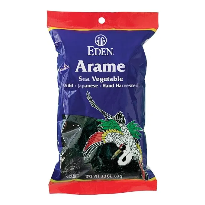 Eden Arame, Japanese Wild Sea Vegetable, Natural Seaweed, Hand Harvested, Chopped, Cooked, and Sun-Dried, Japan, 2.1 oz