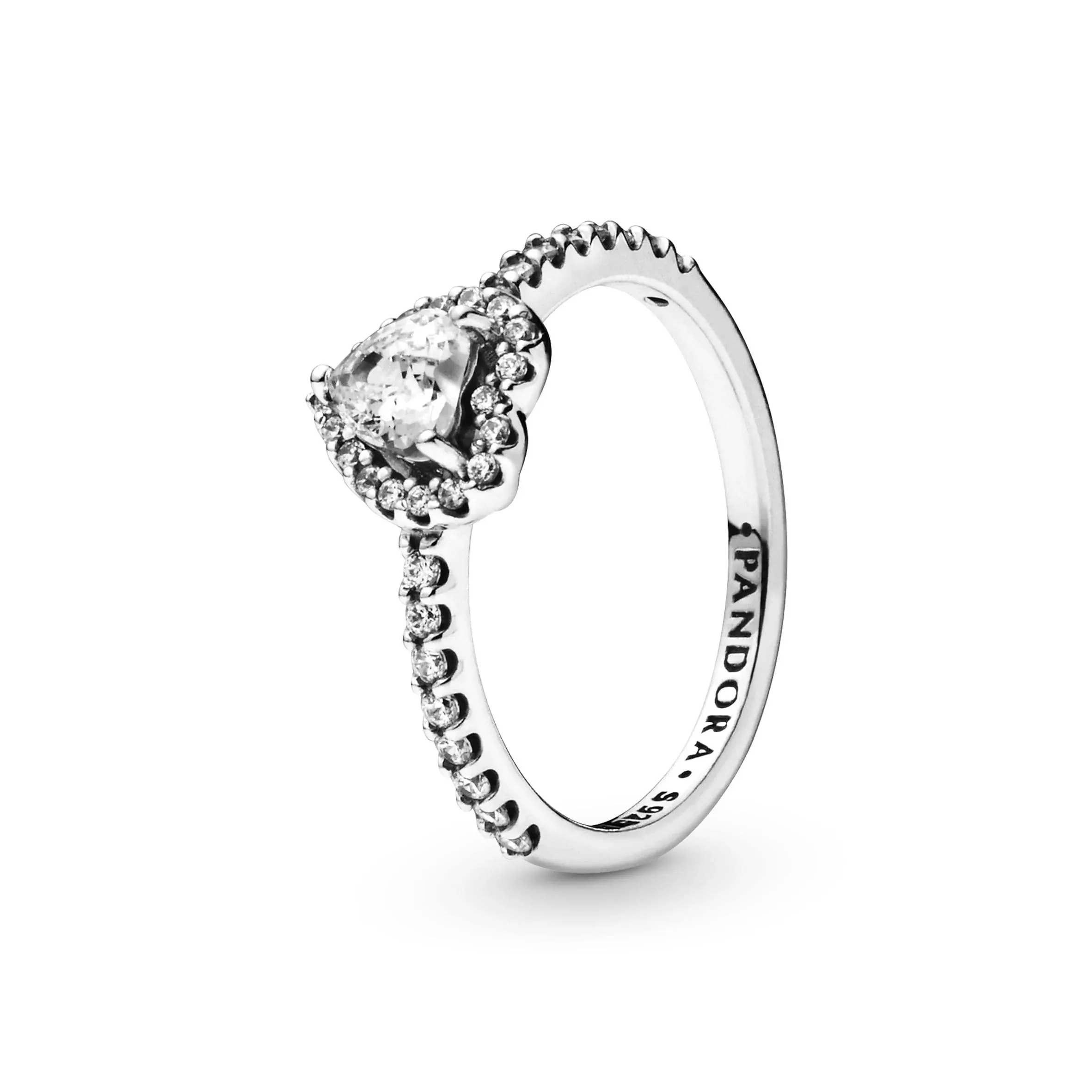 PANDORA Erhabenes Herz Ring, Sterling-Silber, Zirkonia