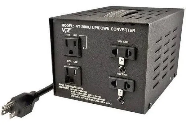 VCT VT-3000J Japanese Voltage Transformer Converter 110 Volt 100v, 3000 WATT, Black