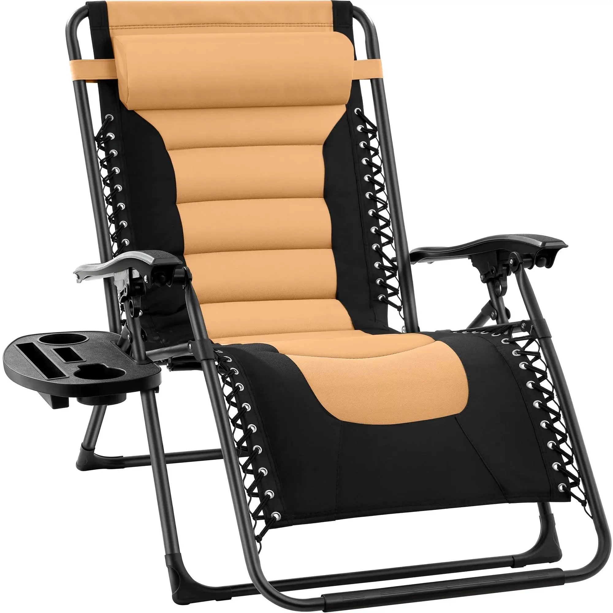 Best Choice Products Oversized Padded Zero Gravity Chair, Folding Outdoor Patio Recliner w/ Headrest, Side Tray