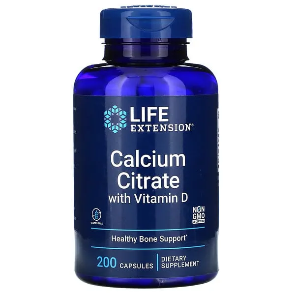 Life Extension Calciumcitrat mit Vitamin D – 200 Kapseln