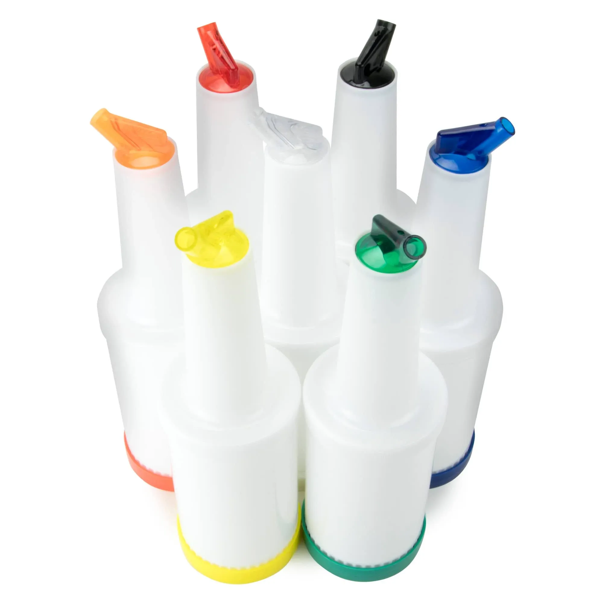 7 Pack of Colorful Juice Pouring Spout Bottle Containers - Mix, Pour, Store ...