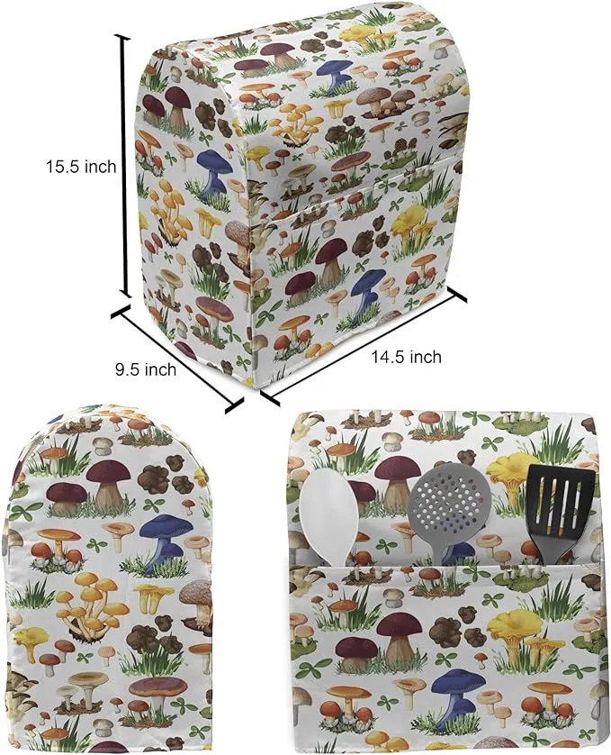 Mushroom Stand Mixer Cover, Pattern Types of Mushrooms Wild Species Natural ...