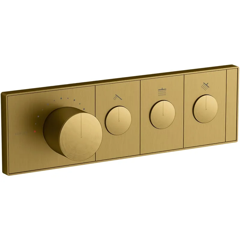 KOHLER 26347-9-CP Anthem Digital Thermostatic Valve Control Panel, Three-Outlet, Recessed Push Buttons, Polished ChromeKOHLER 26347-9-CP Anthem Digital Thermostatic Valve Control Panel, Three-Outlet, Recessed Push Buttons, Polished Chrome