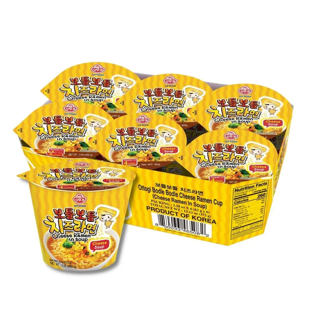 [Ottogi] Cheese Cup Ramen, Korean Style Instant Noodle, Rich Savory Cheese Flavor Ramen Soup (62g) - 6 Pack