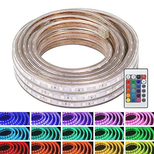 WYZworks LED Strip Lights, 25 ft SMD 5050, Waterproof Color Changing Permanent Outdoor Flexible Rope Lighting - 16 Colors, Multi Modes, Dimmable w/ 2 Remotes, for Home, Landscape, Patio, Christmas