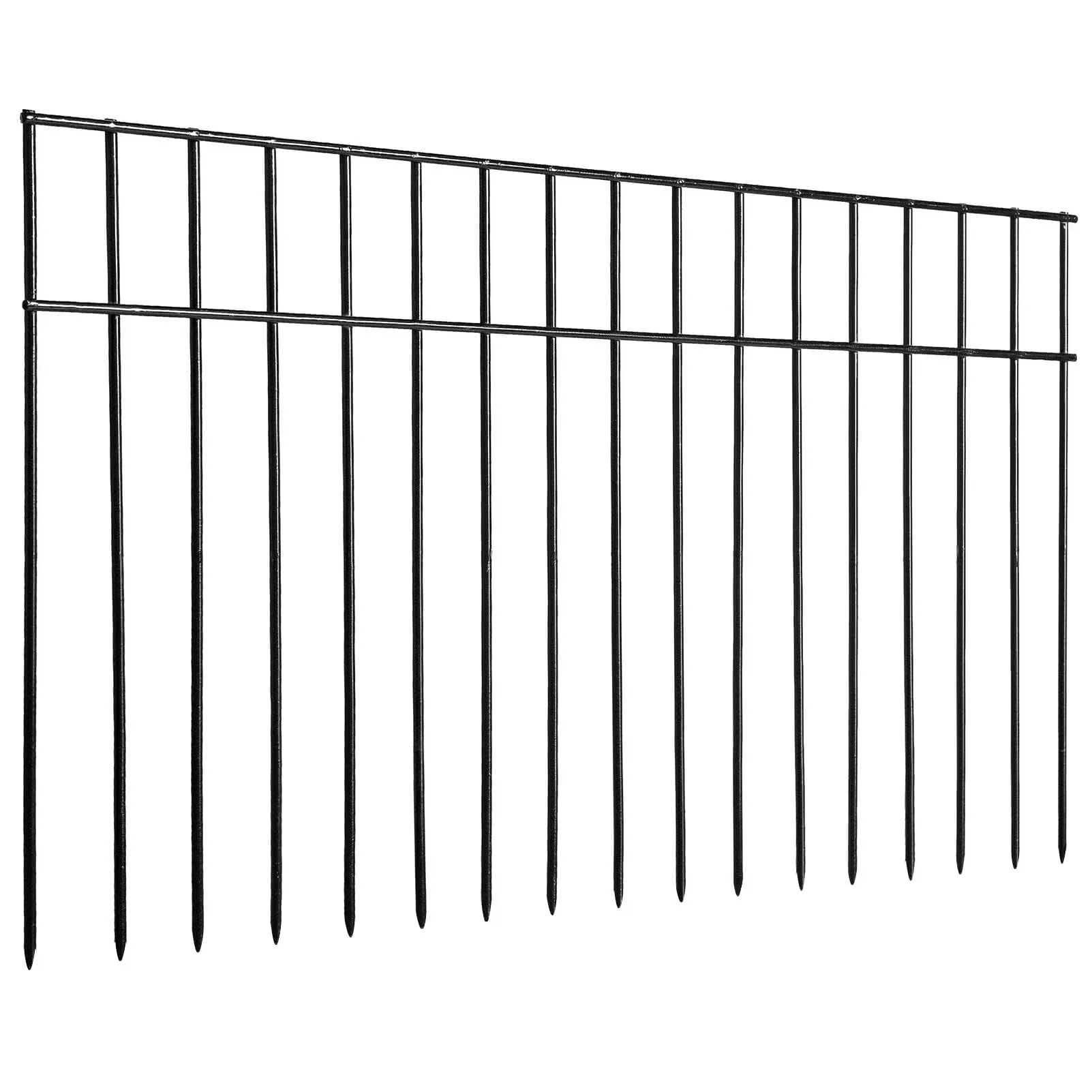 Adavin Small or Medium Animal Barrier Fence 10 Pack 24 in(L) x 15 in(H) Underground Decorative Garden Fencing, Dog Rabbits Fences Black Metal Fence