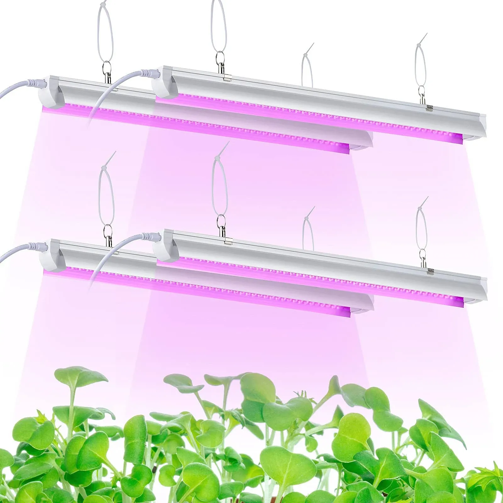 Grow Light, 2ft T8,100W(4 x 25W, 600W Equivalent), Super Bright, Full Spectrum Sunlight Plant Light, LED Grow Light Strips, Grow Lights for Indoor Plants,Greenhouse,4-Pack