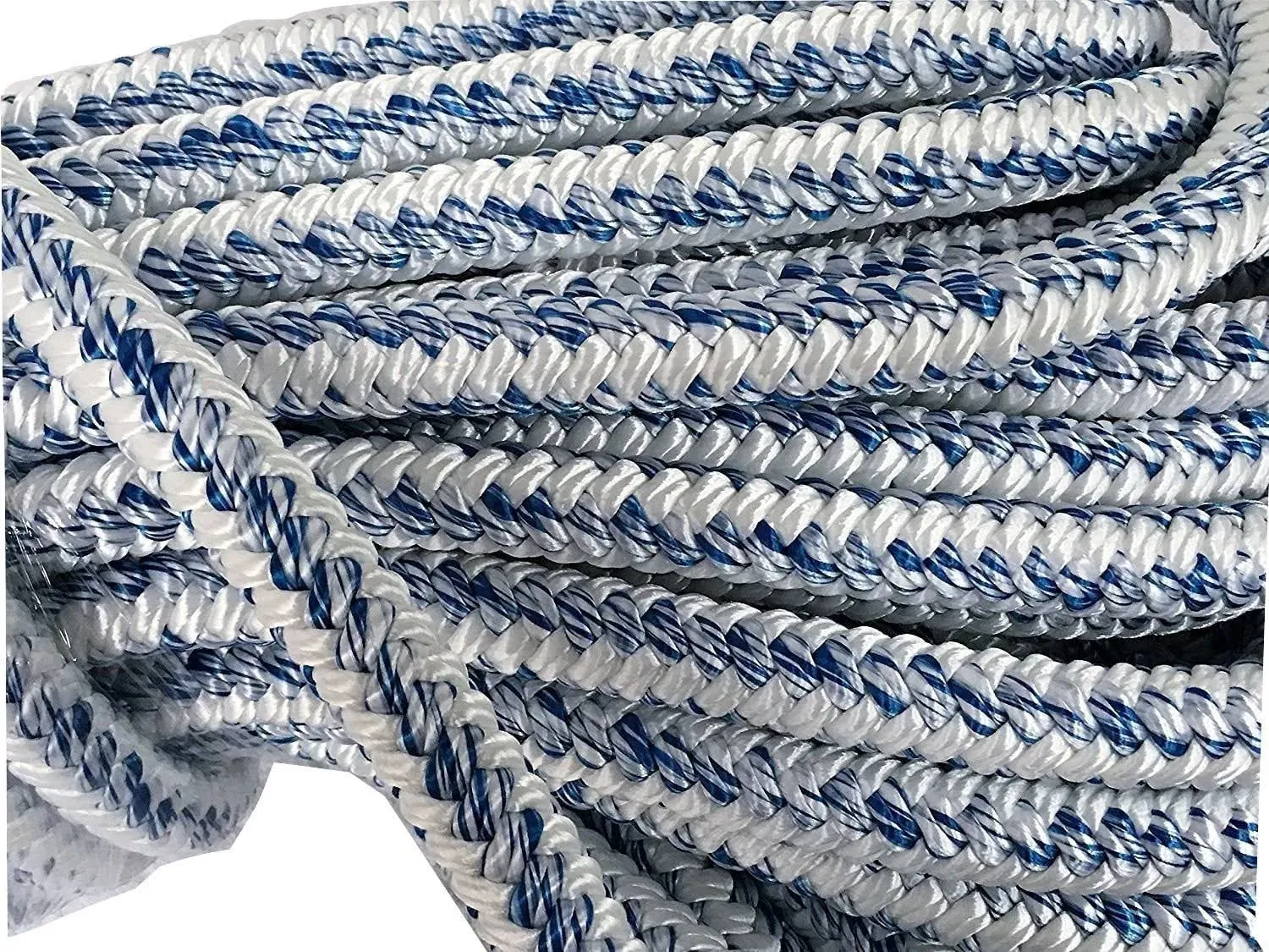 3/4" x 150', 12 Carrier, 24-Strand Arborist Bull Rope, White/Blue