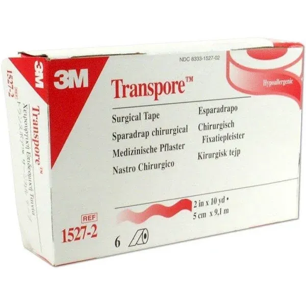 3M Transpore Tape 2 inch by 10 Yards 6-Count