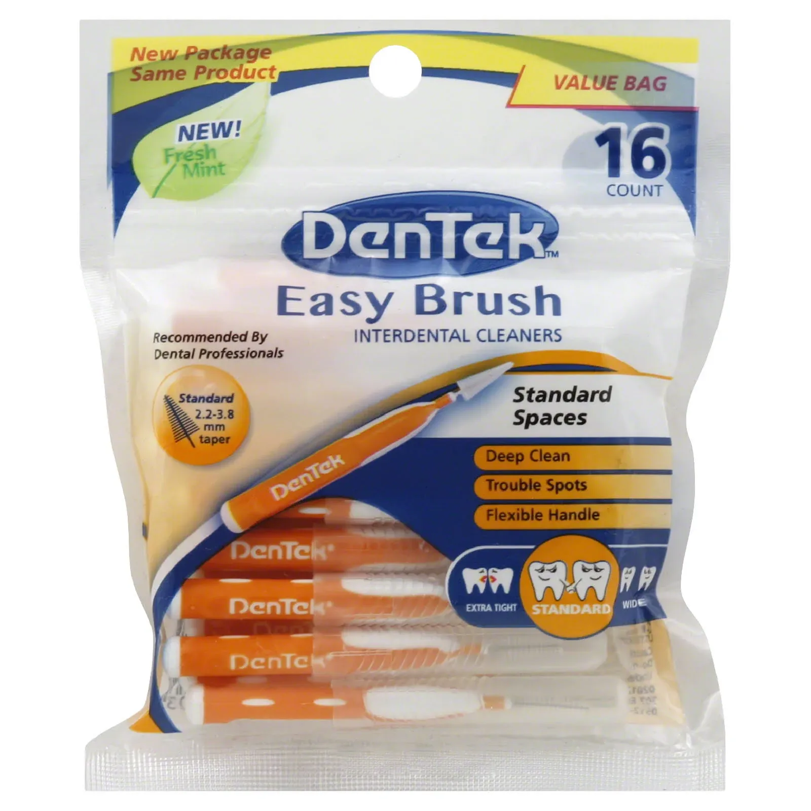 DenTek Easy Brush Plaque Control Interdental Cleaners, Tight, 16 Count, 3 Pack