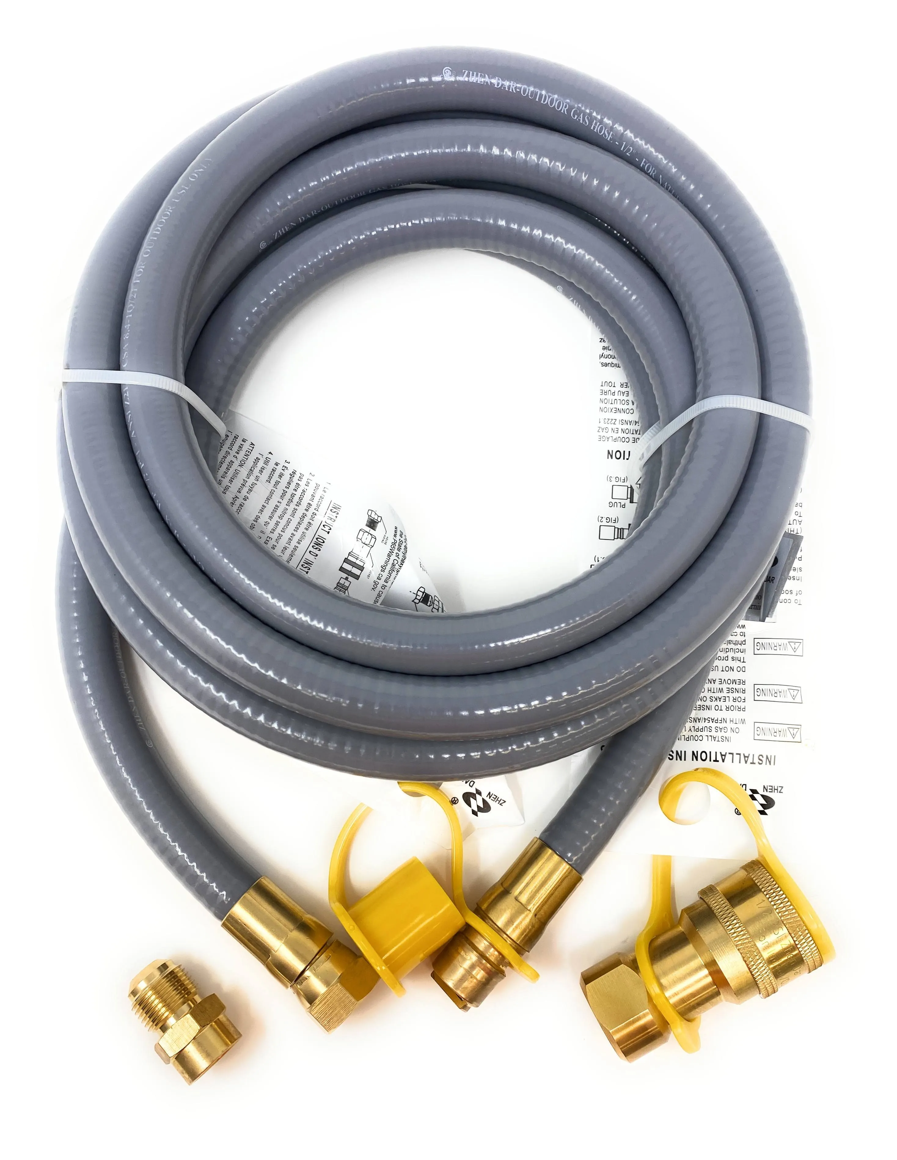 1/2&#034; QDD+NG Gas Hose 12&#039; Long Quick Disconnect Low Pressure Natural and Propane 