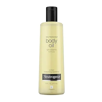 Neutrogena Body Oil Light Sesame Formula, Dry Skin Moisturizer & Hydrating Body Massage Oil, for Radiant & Healthy Looking Glow, Nourishing Bath Oil for Sheer Moisture, 16 fl. oz