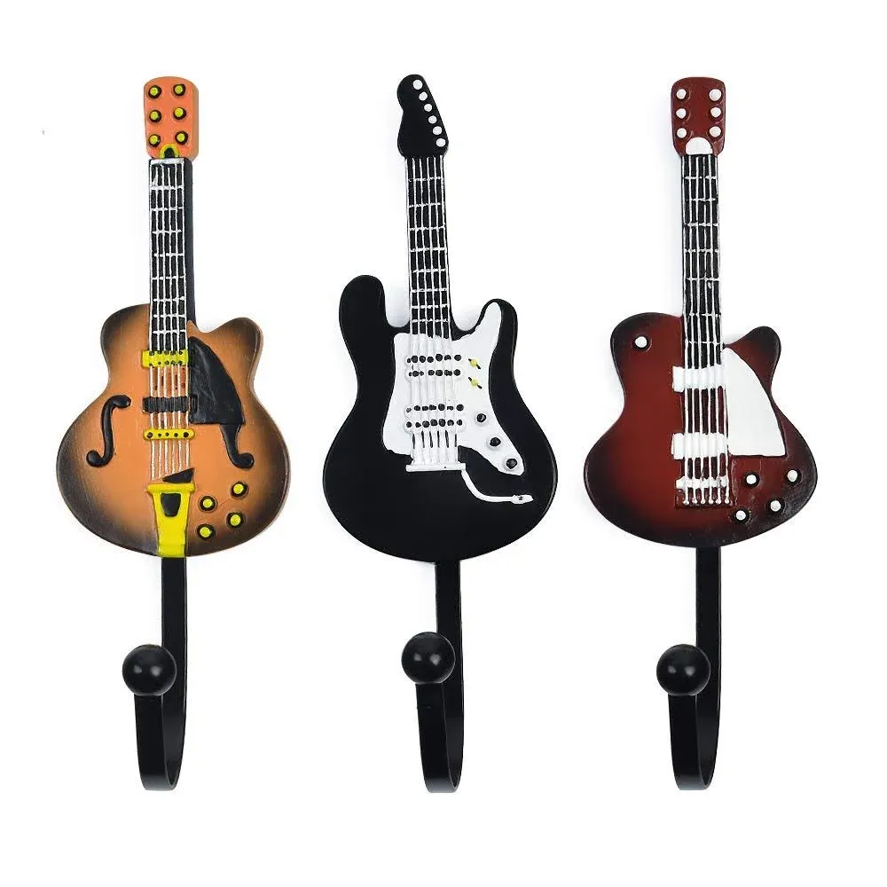 KUNGYO Vintage Guitar Shaped Decorative Hooks Rack Hangers for Hanging Clothes ...