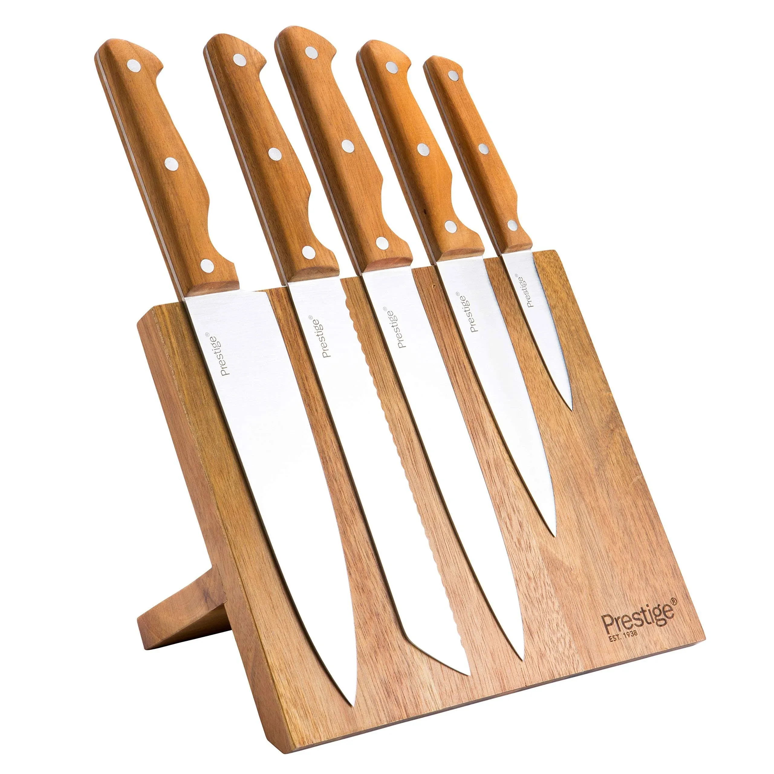 Prestige Acacia Magnetic 6-Piece Knife Block Set