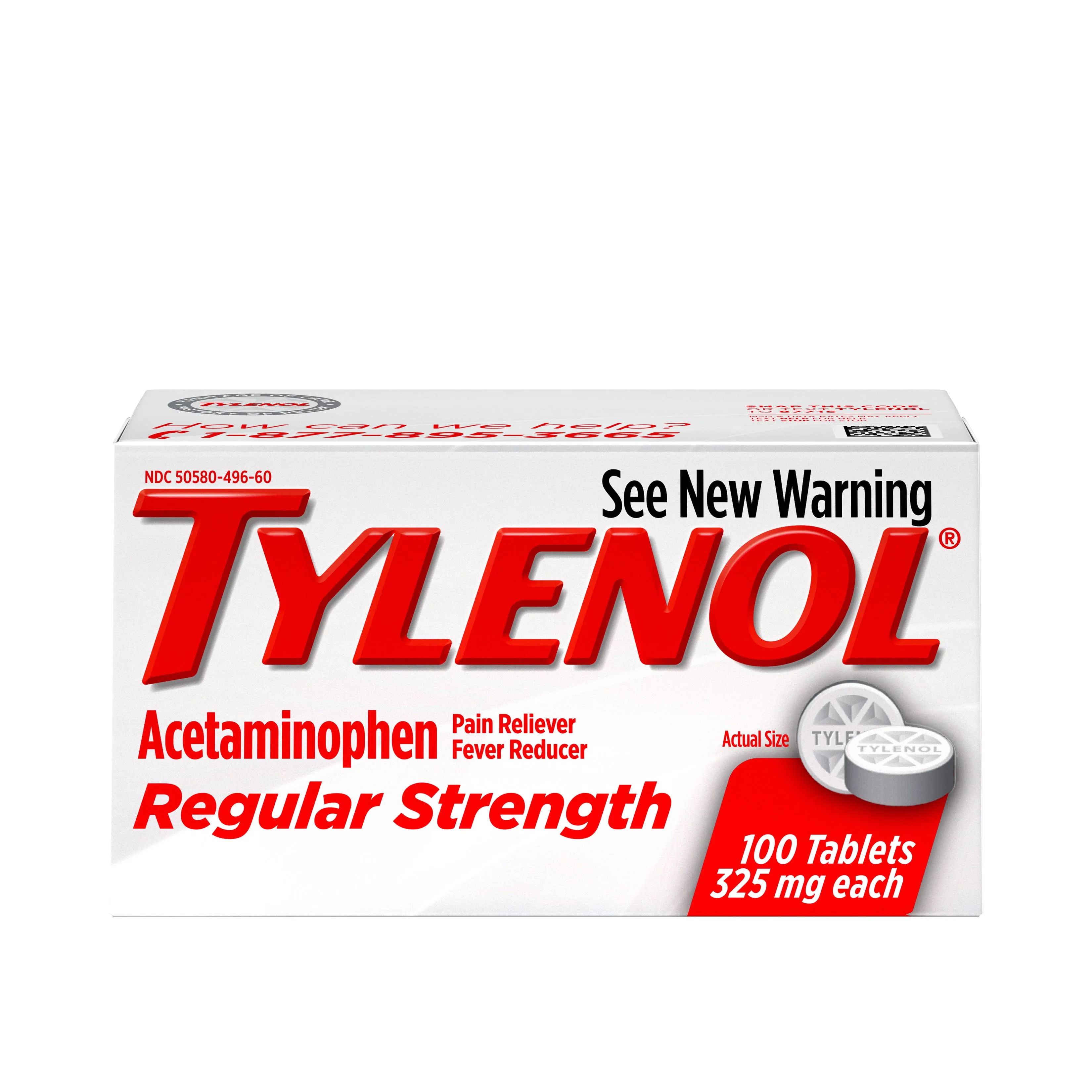 Tylenol Regular Strength Pain Reliever Fever Reducer 100 Tablets New In Box