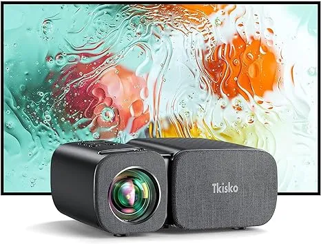 Mini Projector, Tkisko 5G WiFi 1080P Supported Video Projector, 12000 Lumens Portable Outdoor Projector, Home Theater Projector for Ceiling/Gaming/Movie, Compatible with iOS, Android, TV Stick, HDMI