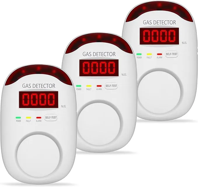 3 Packs Natural Gas Detector - Gas Leak Detector for Home,RV, Gas Detectors for Home Natural Gas,Combustible Gas Detector for LNG, LPG,Propane