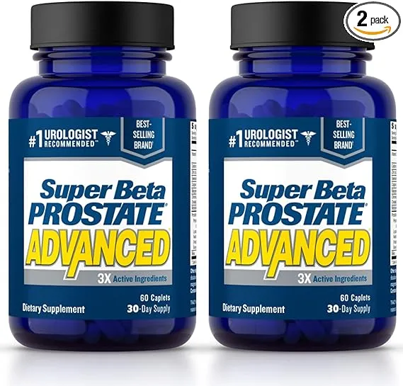 Super Beta Prostate Advanced Prostate Supplement for Men - Reduce Bathroom Trips, Promote Sleep, Support Urinary Health & Bladder Emptying. Beta Sitosterol not Saw Palmetto. (120 Caplets, 2- Pack)