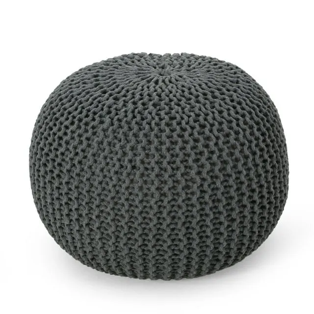 GDF Studio Poona Indoor Handcrafted Modern Cotton Pouf, Gray