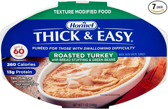 Hormel Thick and Easy Purees 7 oz. Bowl Turkey with Stuffing, Green Beans