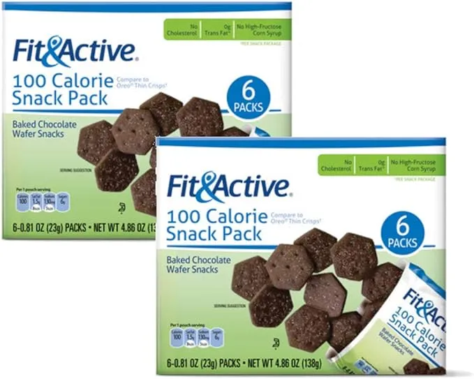 Fit & Active 100 Calorie Baked Chocolate Wafer On-The-Go Snack Pack - 2 Boxes (12 Packs)