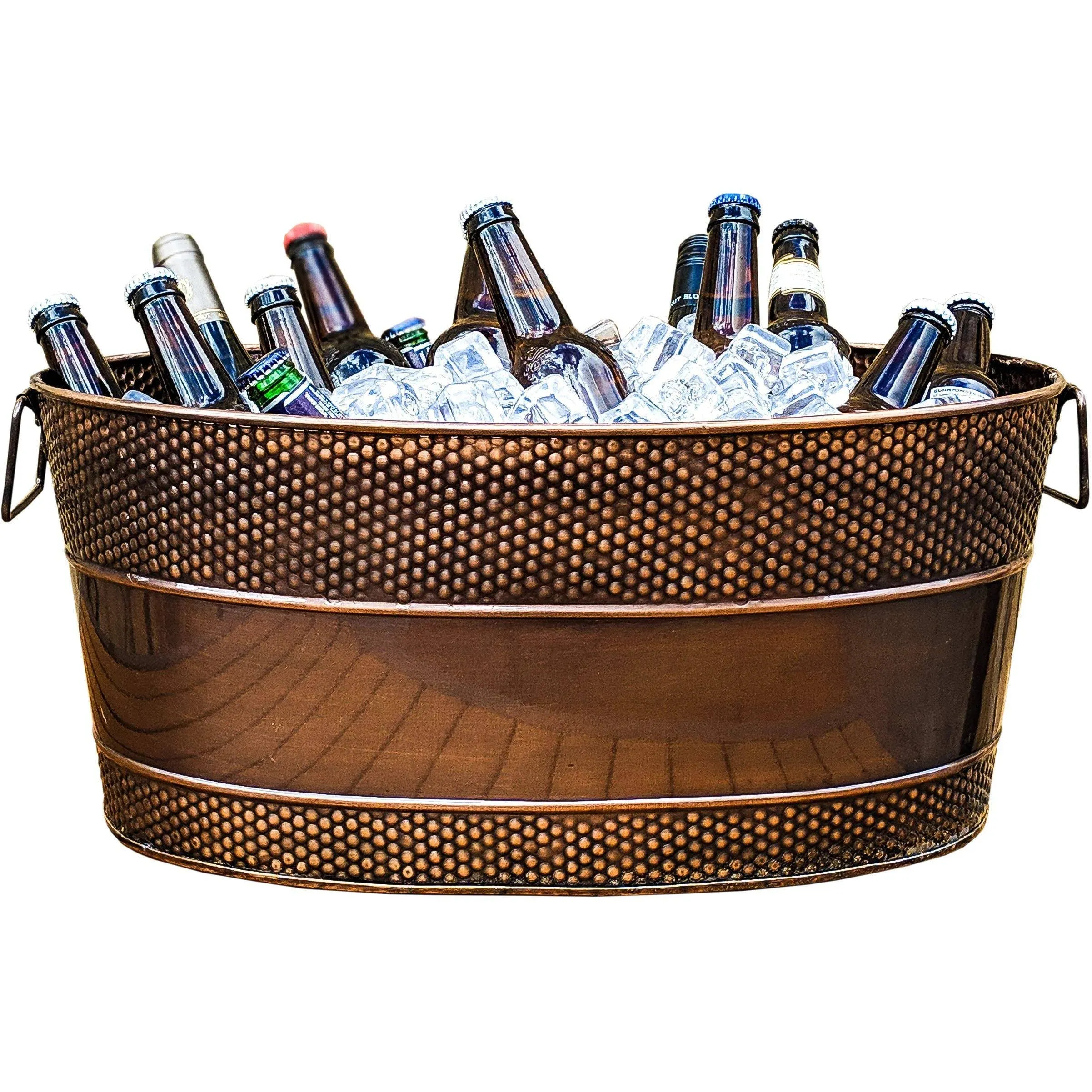 BREKX Aspen Galvanized Tub, Copper Finish Metal Ice and Drink Cooler for Parties