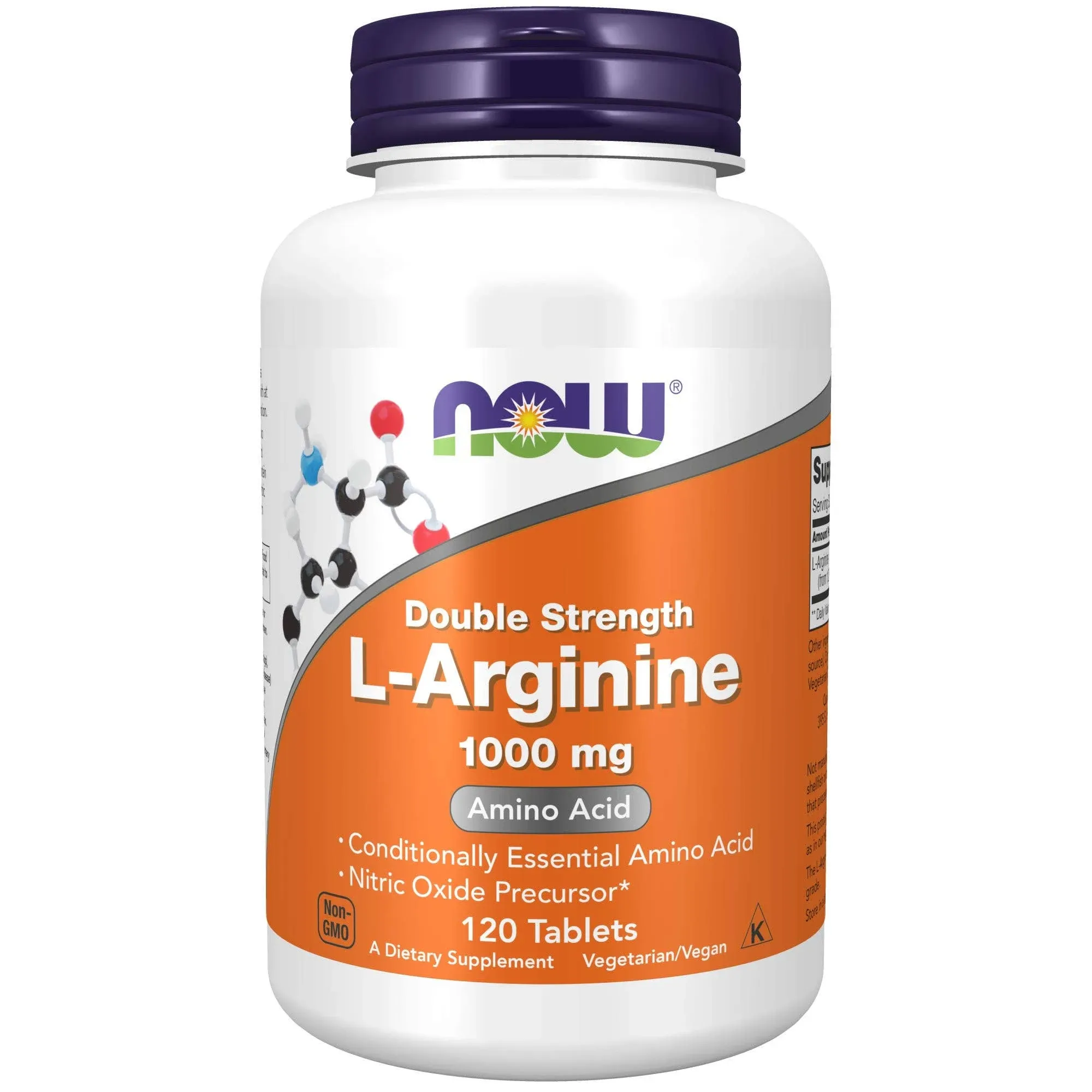 NOW Supplements, L-Arginine 1,000 mg, Nitric Oxide Precursor*, Amino Acid, 120 Tablets