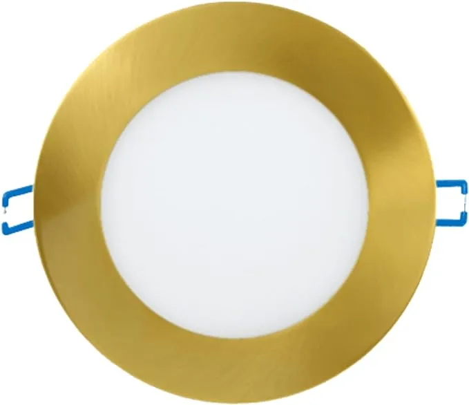 Perlglow 6 inch Slim Ultra-Thin Round Downlight Luminaire, Brushed Brass Finish ...