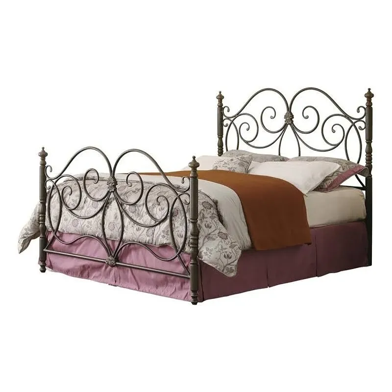 Bowery Hill Traditional Metal Queen Headboard and Footboard in Bronze, Queen Size - Mediterranean - Panel Beds - by Homesquare | Houzz