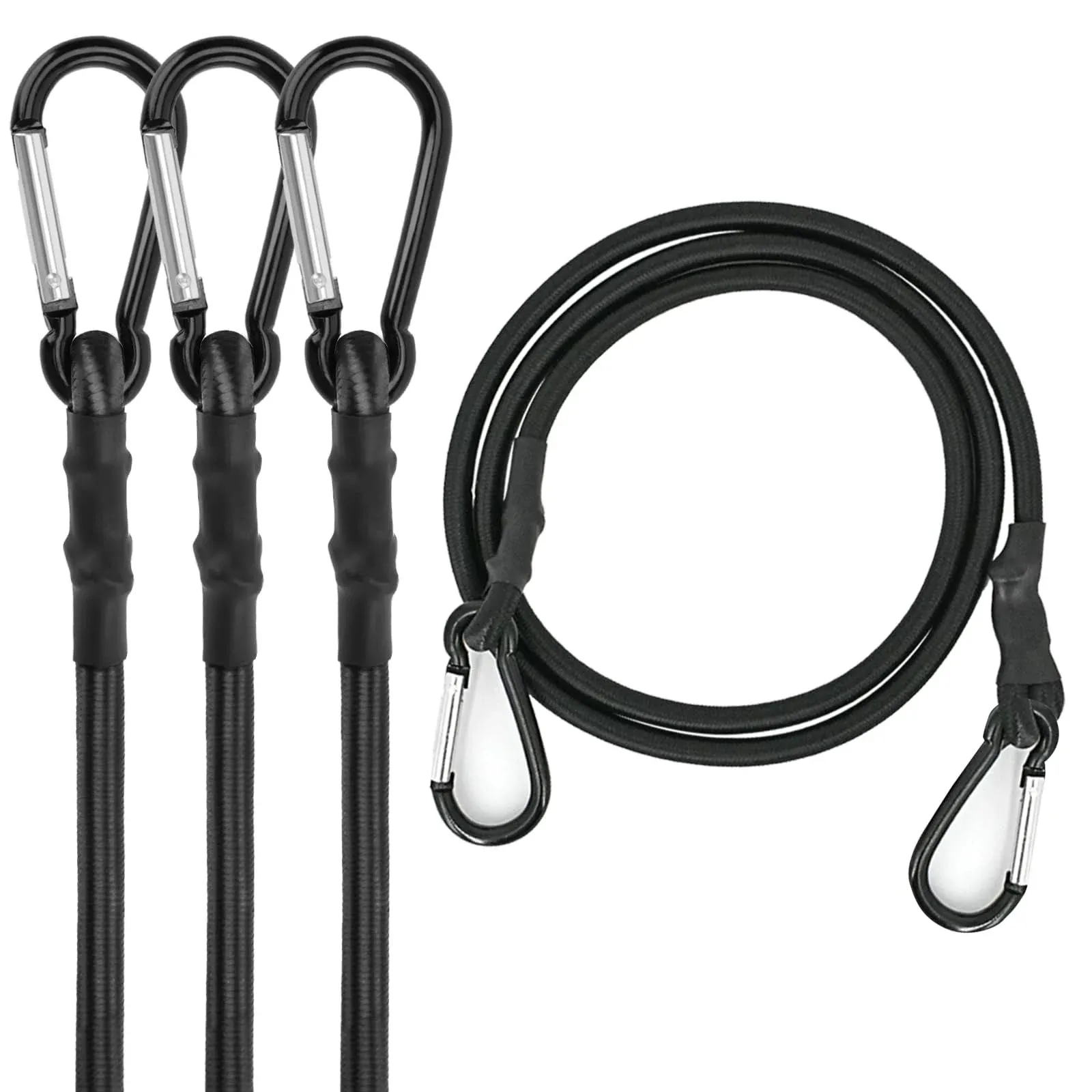 Bungee Cords with Carabiner Hooks 36 Inch - Black Bungee Cords Heavy Duty Out...